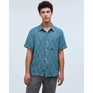 MADEWELL Easy Short-Sleeve Shirt in Jacquard SIZE M NWT DISTANT MINERAL